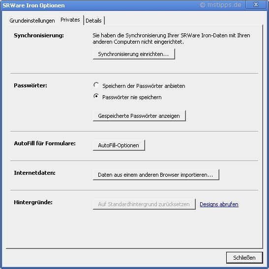 Chrome-Iron Optionen Privates