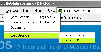 Sessions - eine Tabgruppe laden