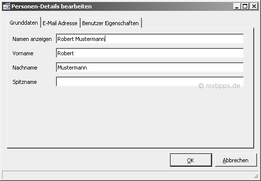 Adressbuch Grunddaten