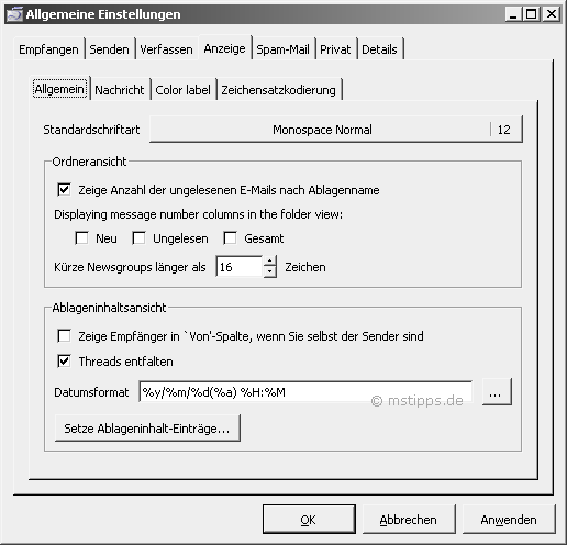 Sylpheed Allgemeine Einstellungen