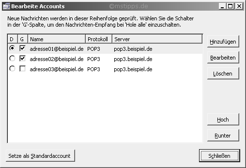 E-Mail Konten bearbeiten