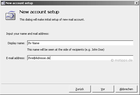 Sylpheed Name und Email Adresse
