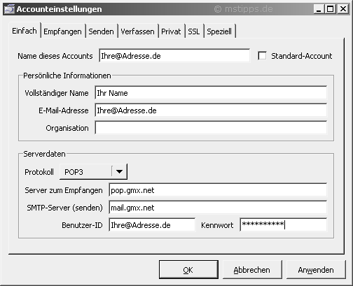 Sylpheed Passwort