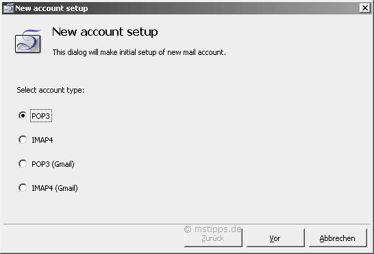 Sylpheed neues POP3 Email Konto anlegen