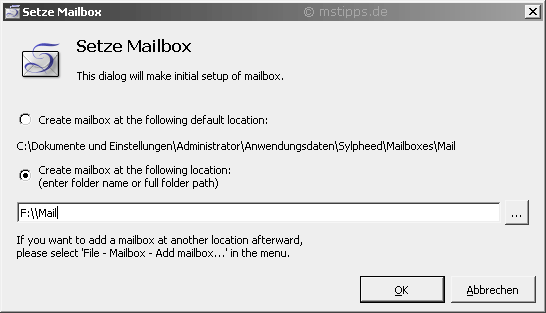 Sylpheed Mailbox Auswahl